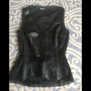 Rozae Nichols leather cotton Top Blouse Perfect